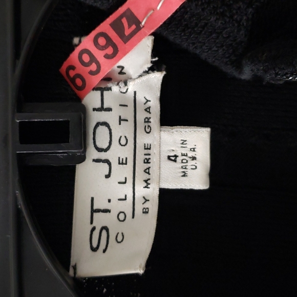 St. John By Marie Gray Black Cardigan Zip Up Jacket Size 4 - Picture 8 of 12